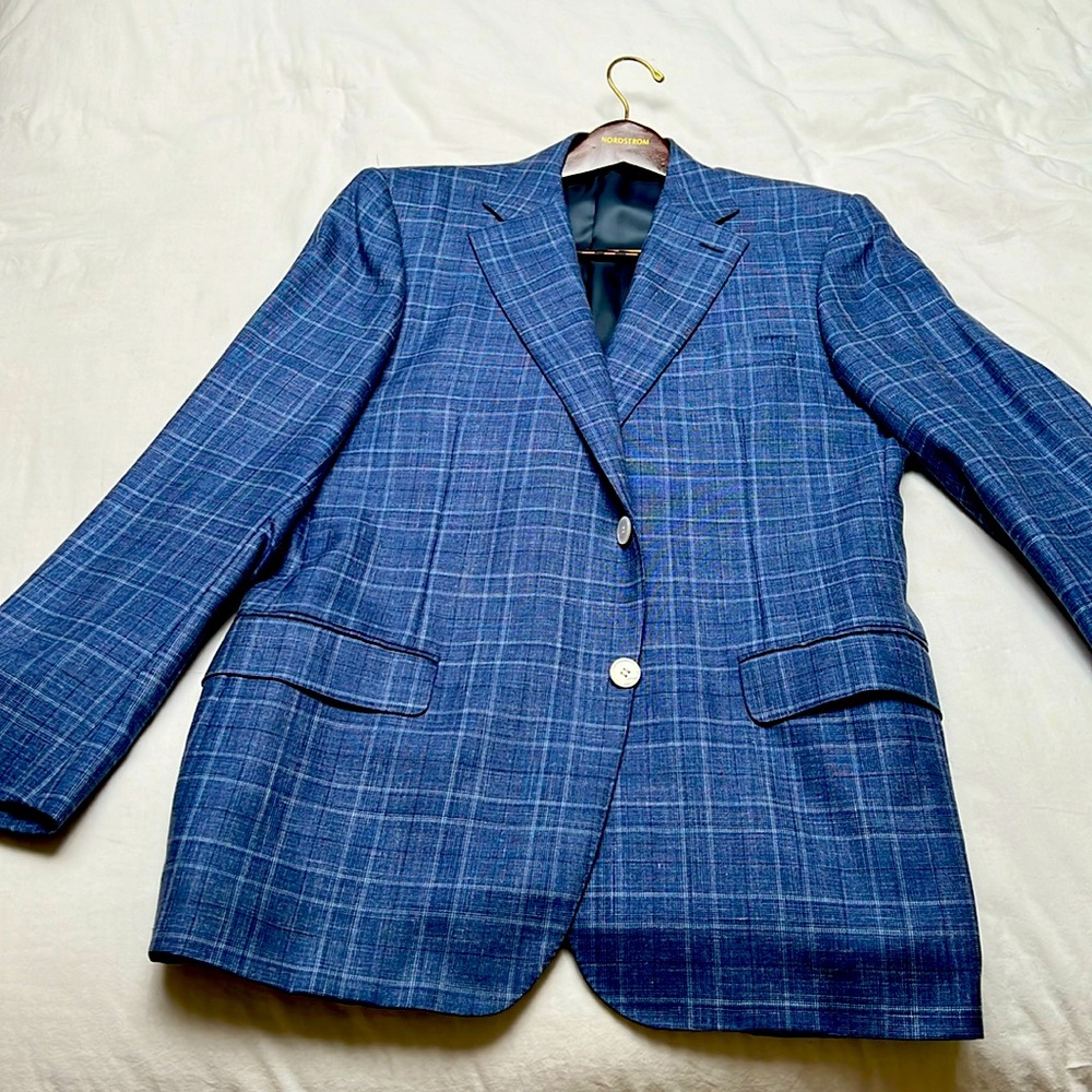 Canali Made in ITALY Blue Pattern 100% Wool Jacket